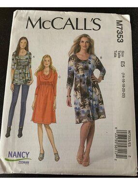 McCall's Misses Dress Shirt Sewing Pattern Size 14 16 18 20 22 M7353 Uncut